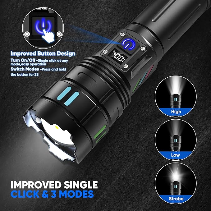 🔦⚡ SKYFIRE™  LINTERNA TELESCOPICA + PANTALLA DE CARGA 🔋| BATERÍA DE LITIO