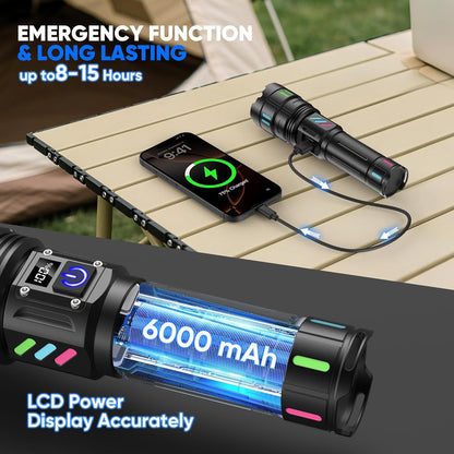 🔦⚡ SKYFIRE™  LINTERNA TELESCOPICA + PANTALLA DE CARGA 🔋| BATERÍA DE LITIO