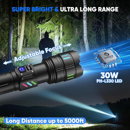 🔦⚡ SKYFIRE™  LINTERNA TELESCOPICA + PANTALLA DE CARGA 🔋| BATERÍA DE LITIO